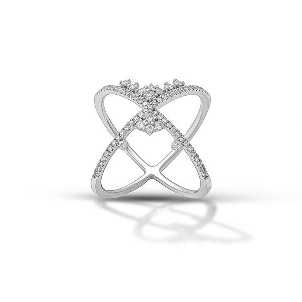 18K White Gold Diamond Crossover Ring – 0.51 Carat
