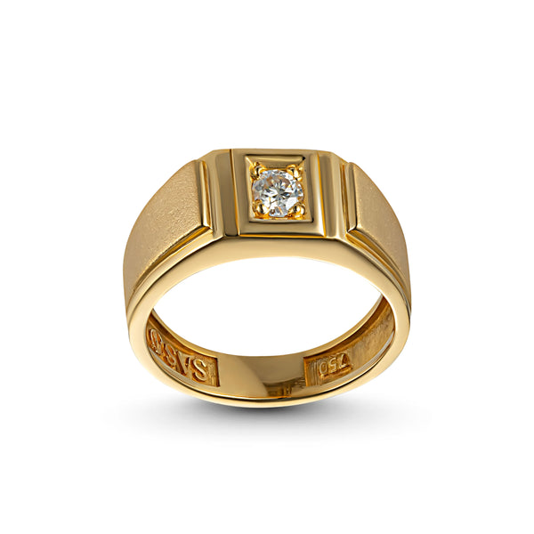 18KT Yellow Gold Men’s Ring with Lab-Grown Diamond