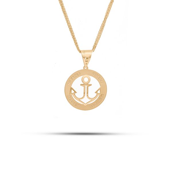 18K Yellow Gold Anchor Pendant