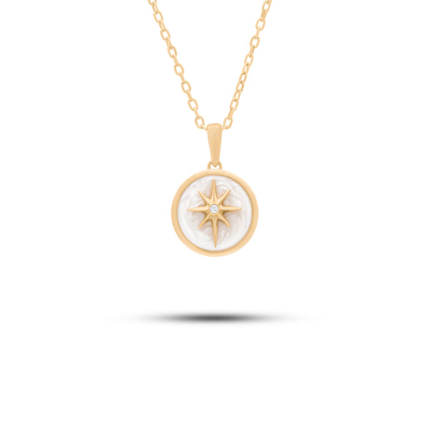 18K Gold Compass Pendant