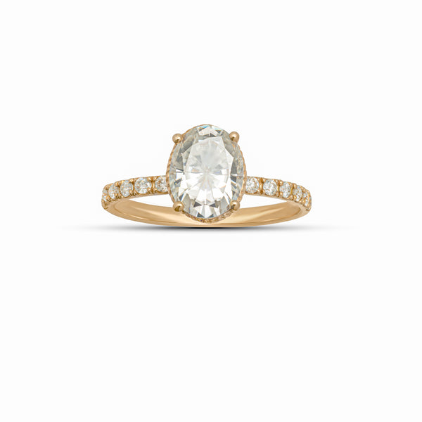 18K Yellow Gold Oval Moissanite Ring – 2.0 CT
