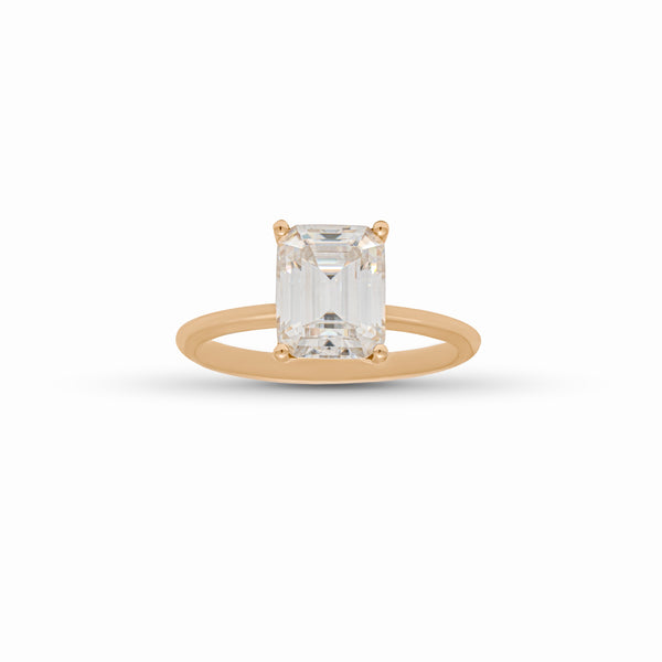 Emerald Cut Moissanite Ring – 3.0 CT 18K Yellow Gold