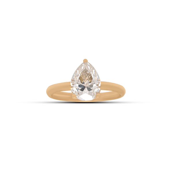 18K Yellow Gold Pear Moissanite Ring