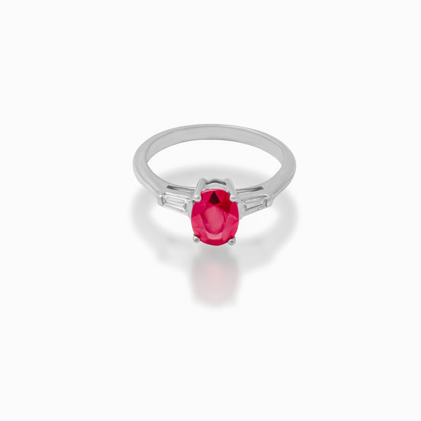 18k White Gold Ruby and Diamond Ring