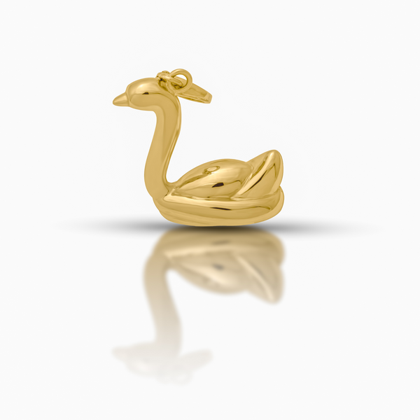 18K Gold Swan Pendant