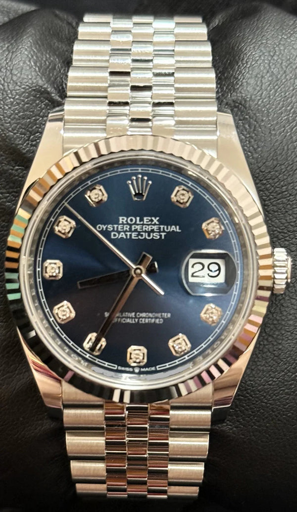 2025 Rolex Datejust 36 Blue Dial with Diamonds Oystersteel Jubilee 126234