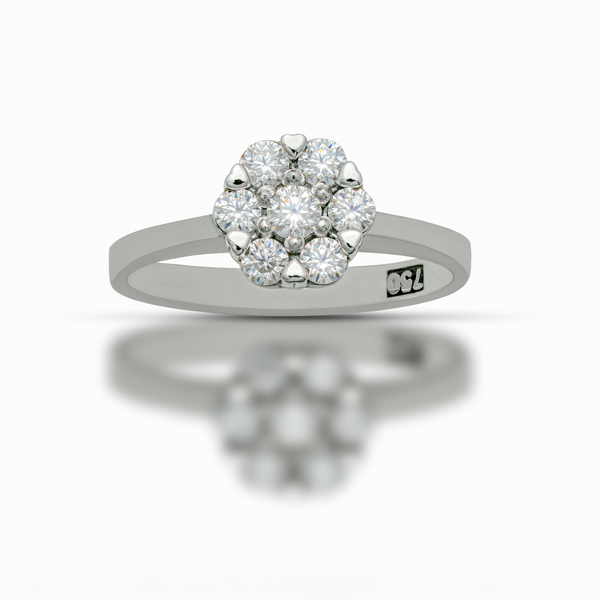 18K White Gold Lab-Grown Diamond Flower Ring