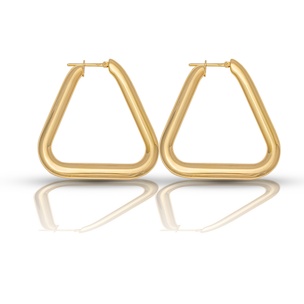 18k Gold Triangular Hoop Earrings