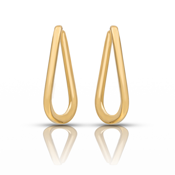 18k Gold Open Teardrop Hoop Earrings