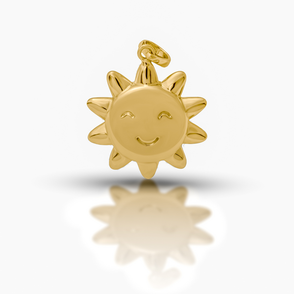 18K Yellow Gold Smiling Sun Pendant