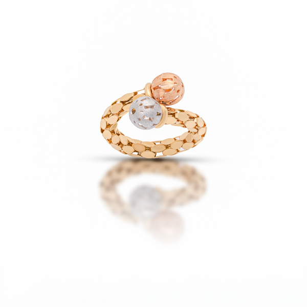 18K Three-Tone Gold Spiral Ring