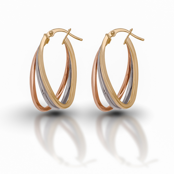 18K Three-Tone Gold Hoop Earrings