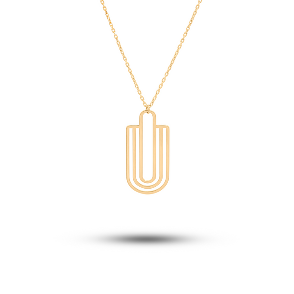 18K Yellow Gold Geometric Necklace