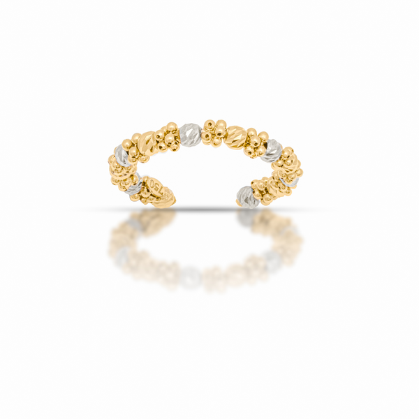 18K Two-Tone Gold Beaded Open Ring